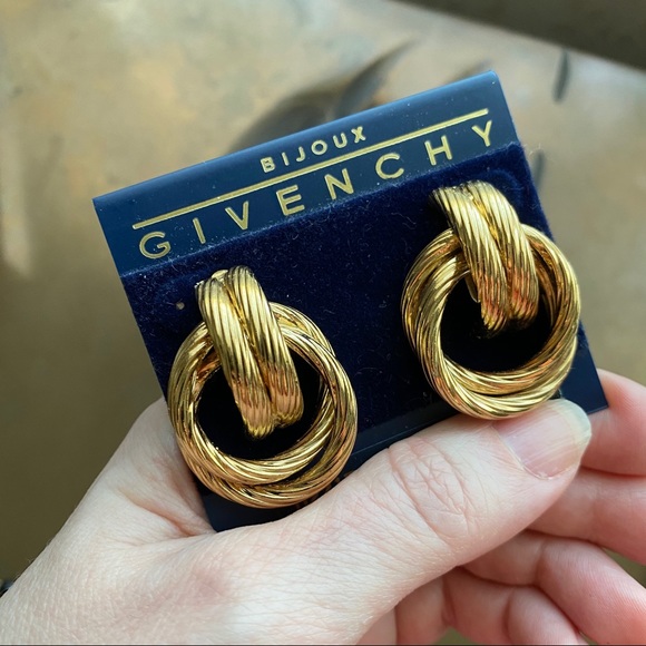 GIVENCHY NEW 70's VINTAGE Gold Statement Earrings - Picture 6 of 6